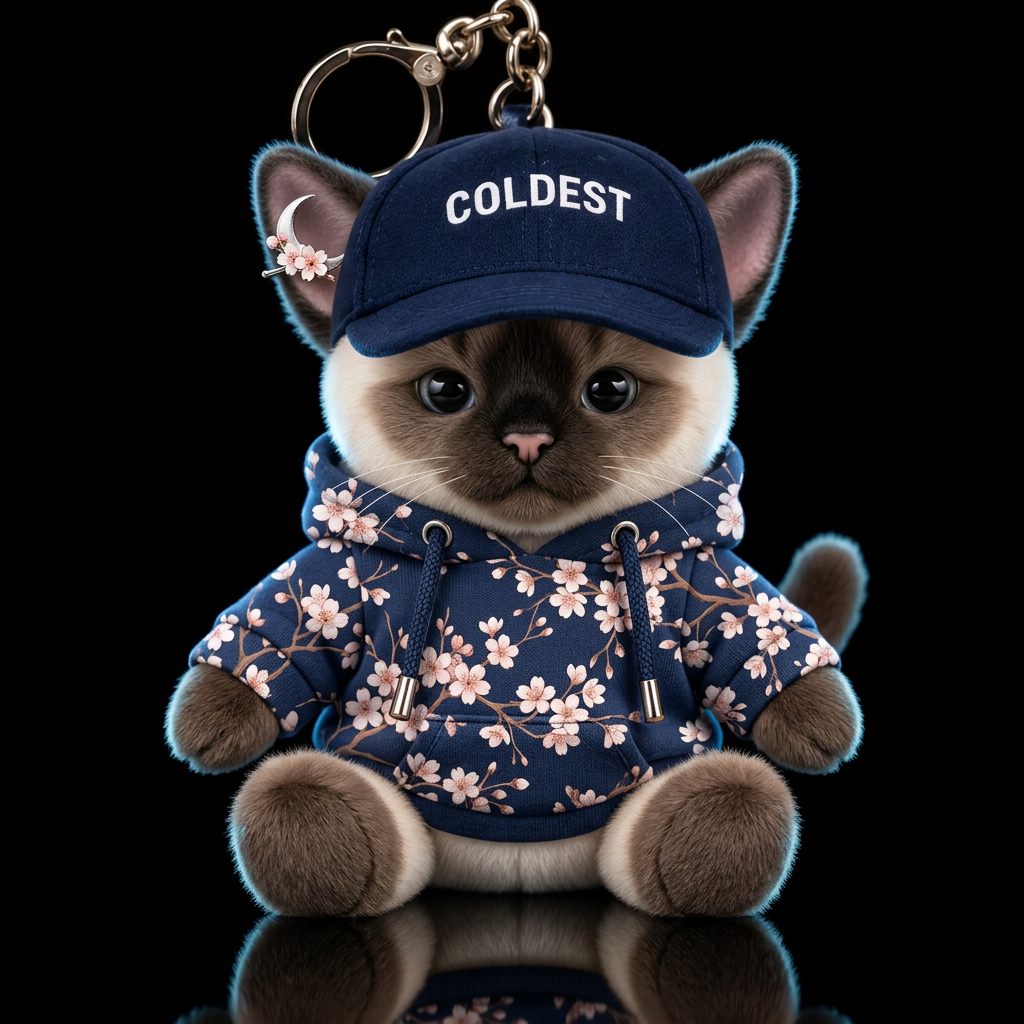 Make a siamese cat plush with a crescent moon hair... water bottle design