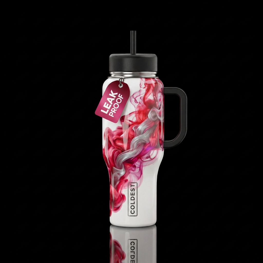 Love in potion - a white bottle with thick fumes o... water bottle design