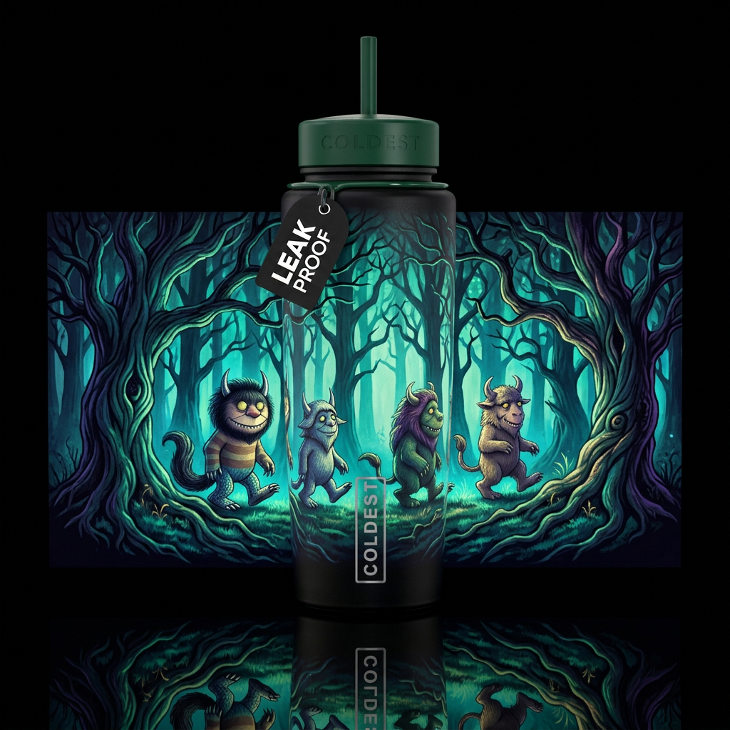 Glowie where the wild things are 4 characters walk... water bottle design