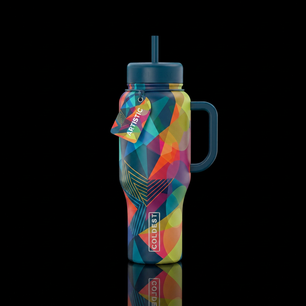 geometric, artistic abstract modern water bottle design