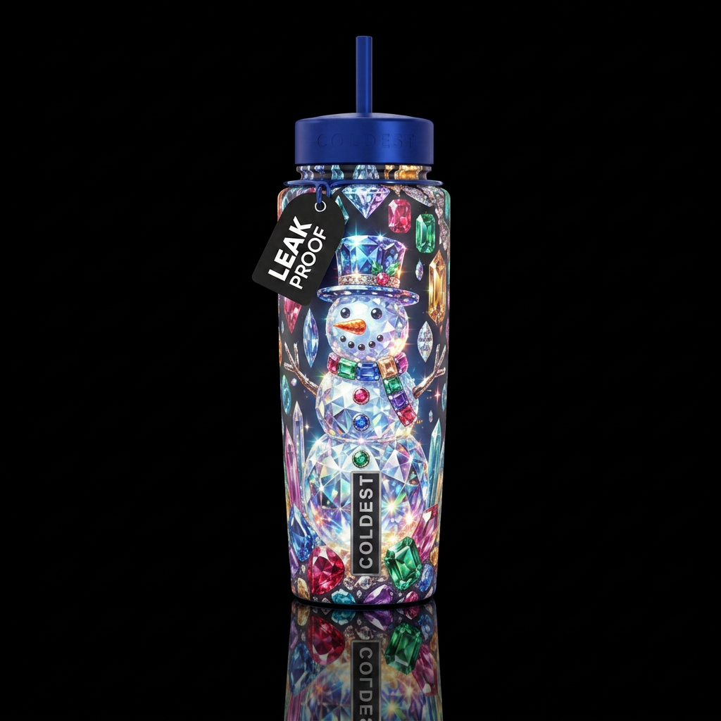 Jem stone crystal shiny glowie snowman water bottle design