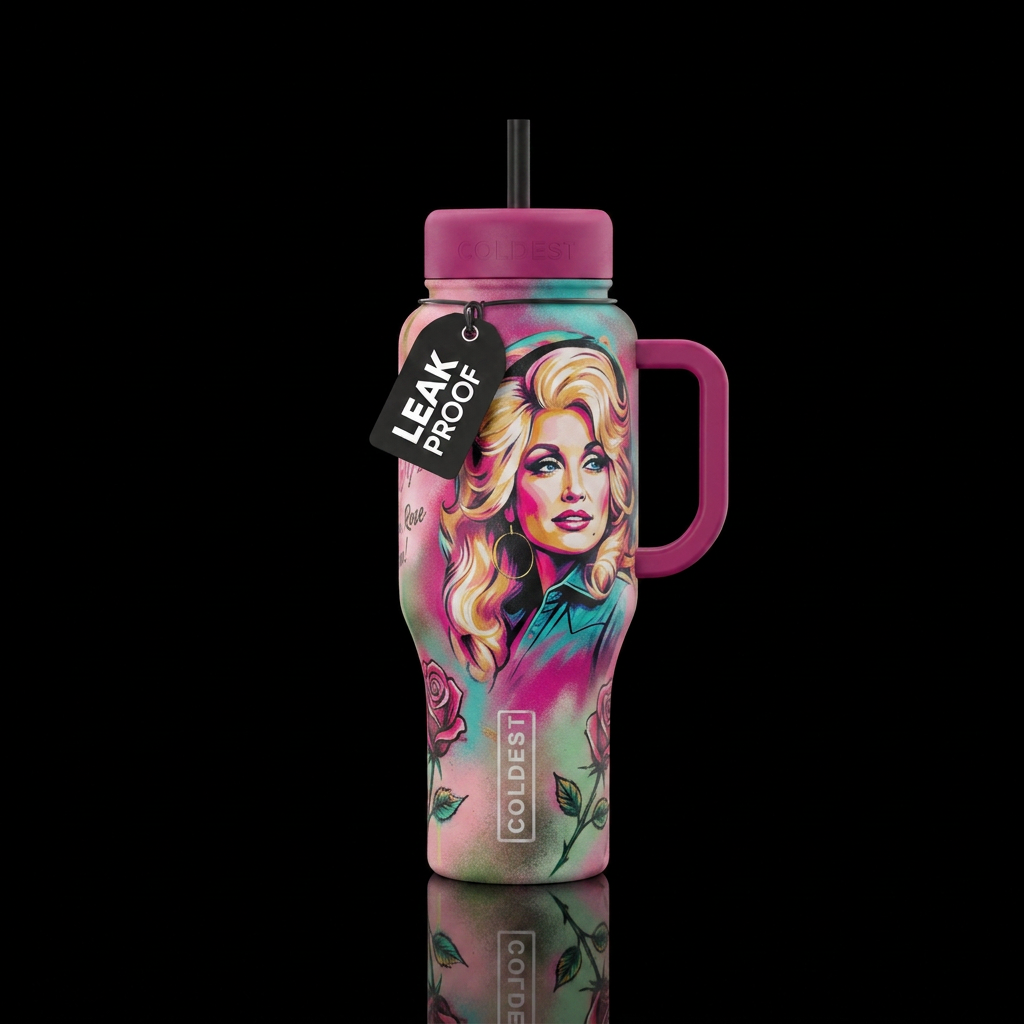 artistic, realism, beautiul, spray painted Dolly P... water bottle design