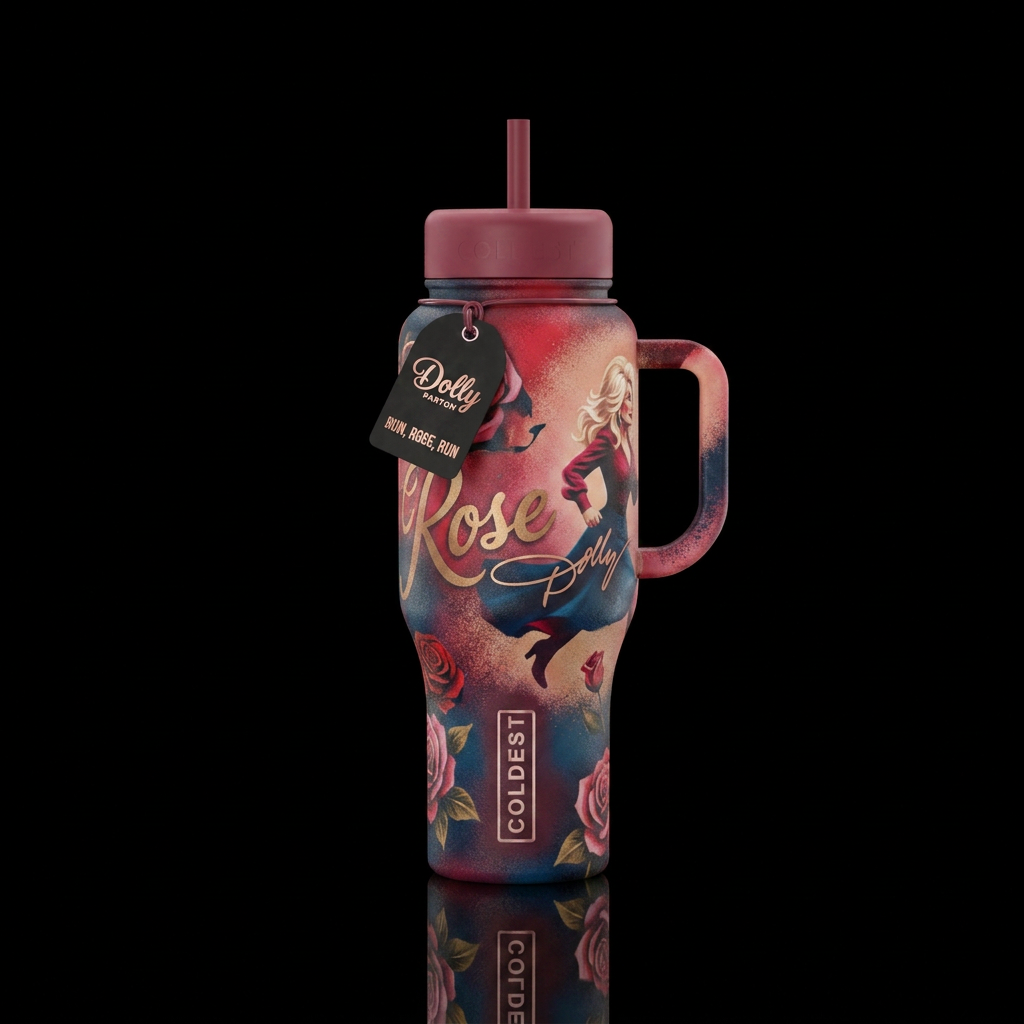 artistic, realism, beautiul, spray painted Dolly P... water bottle design