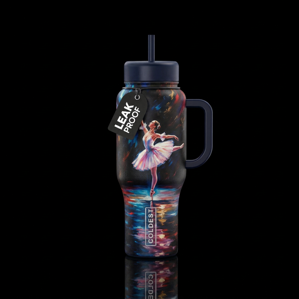 ballet innocence, realism stage, stylistic, darkne... water bottle design