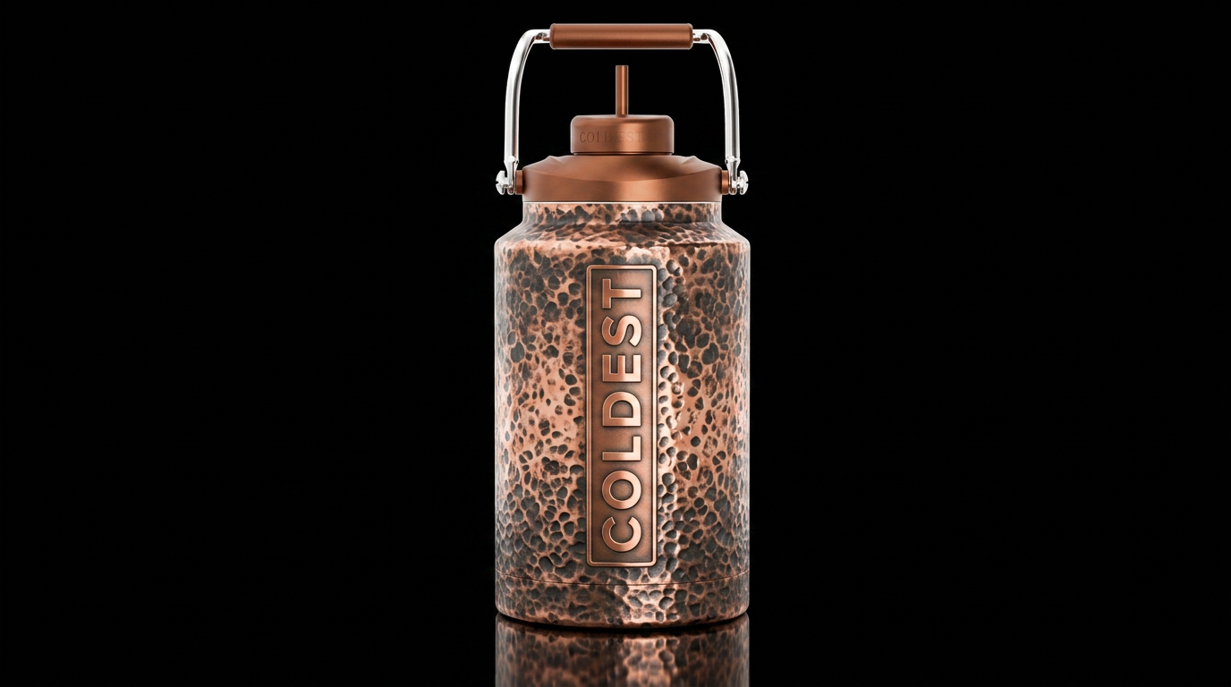 Copper Rush carless of steel album water bottle design