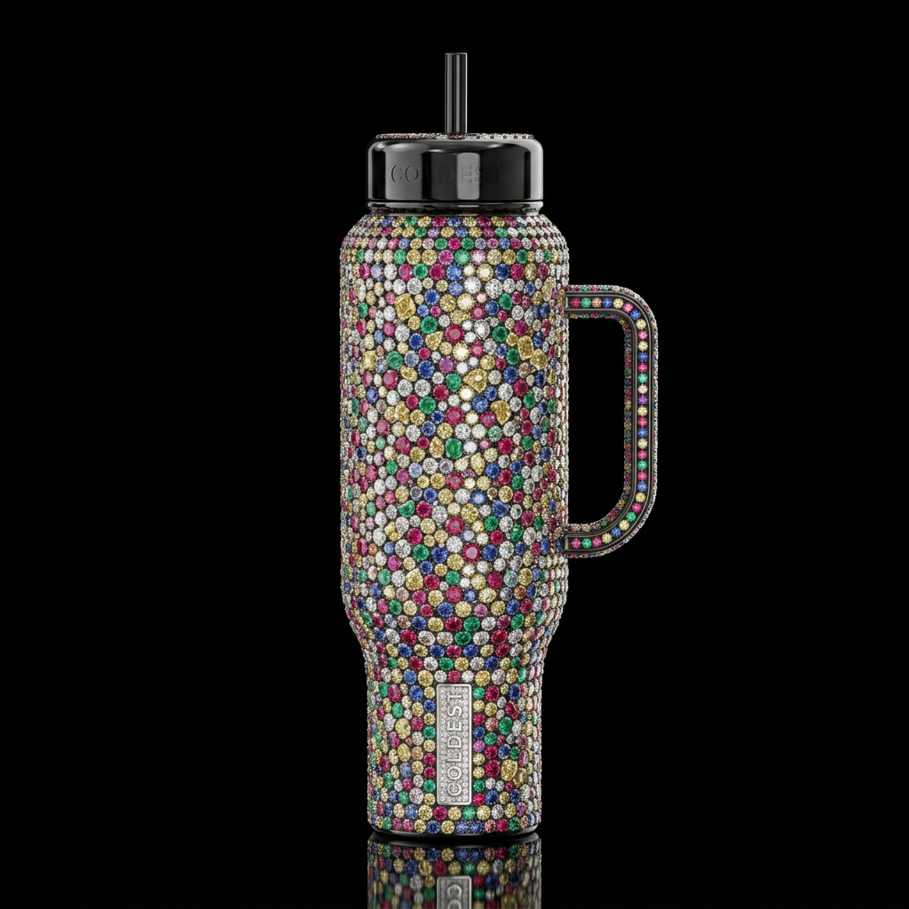 gemstone, luxurious, shiny sparkly diamond's, real... water bottle design