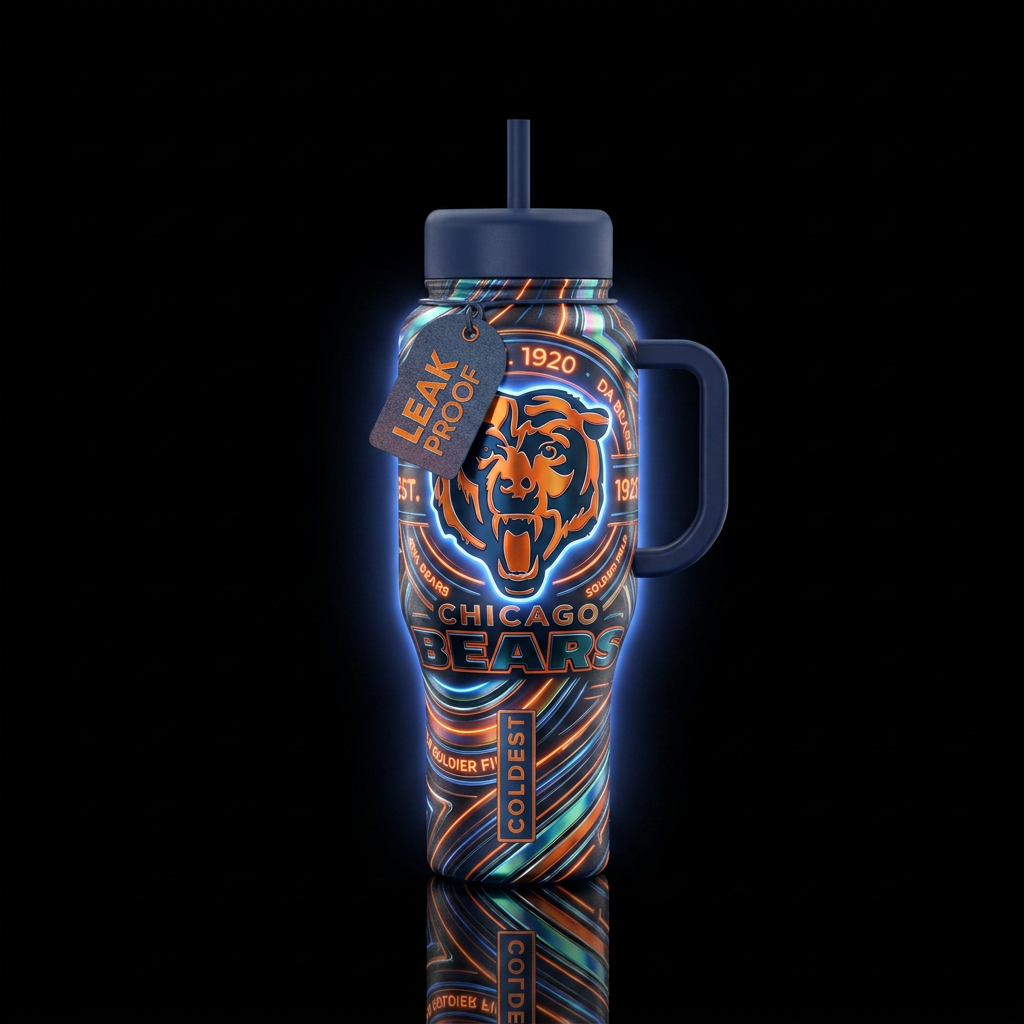 Chicago bears chrome, glowie water bottle design