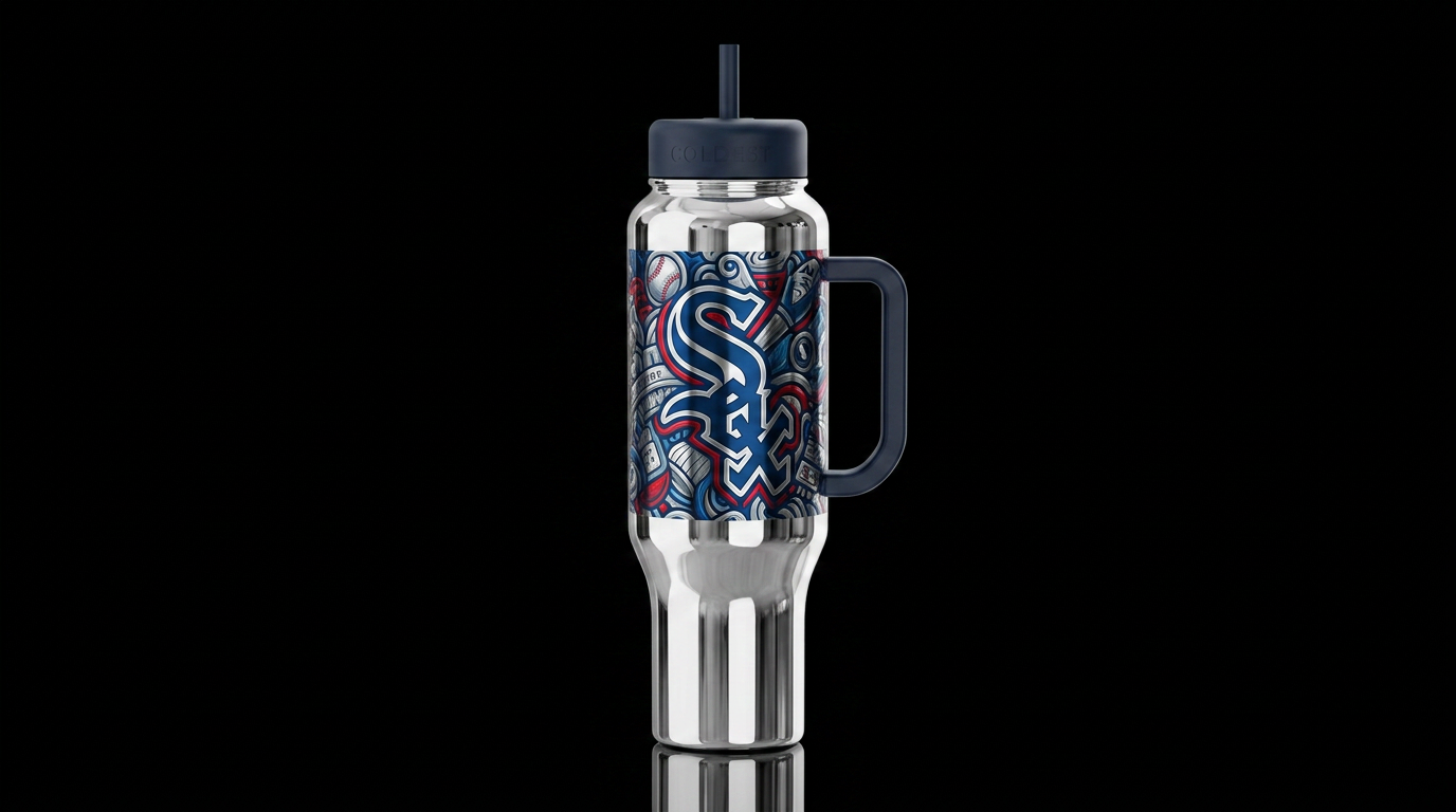 Chicago white sox chrome water bottle design