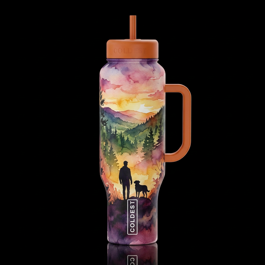 Hot Springs National Park landscape with a silhoue... water bottle design