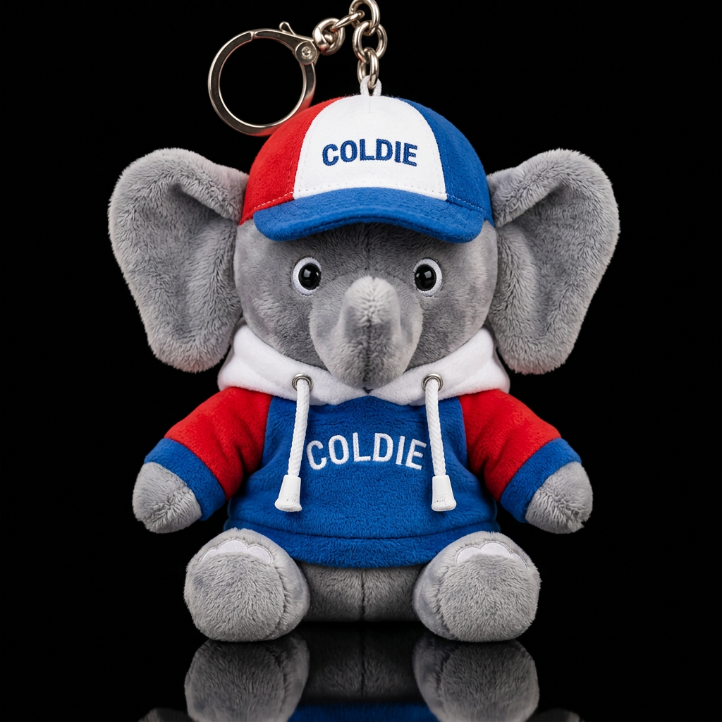grey elephant with red white and blue hoody  and  ... water bottle design