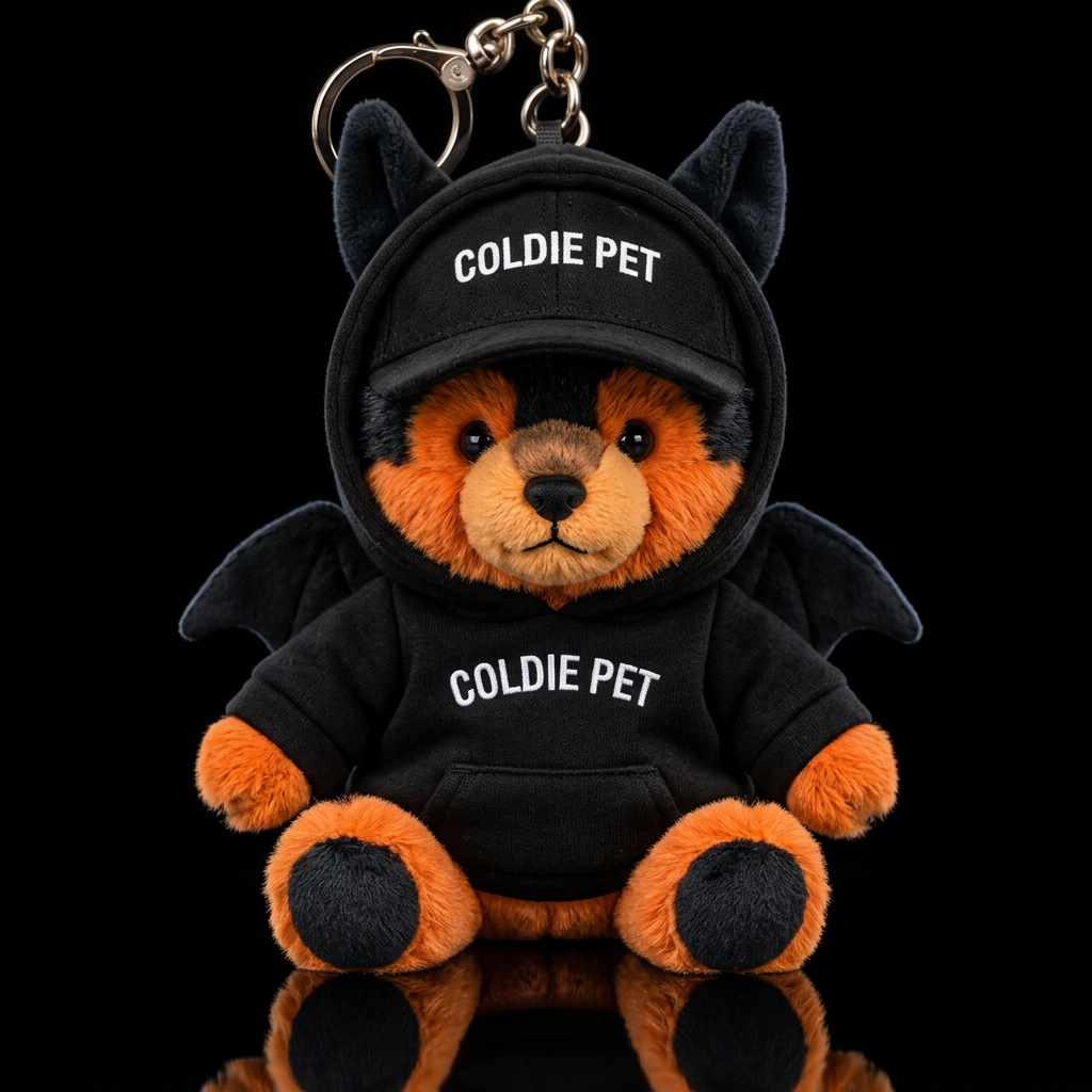 orange and black wolf in a black bat costume  and ... water bottle design