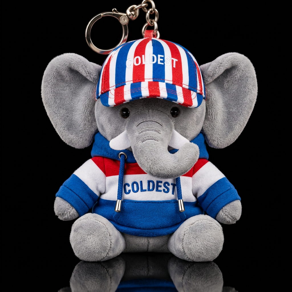 grey elephant with red white and blue hoody  and  ... water bottle design