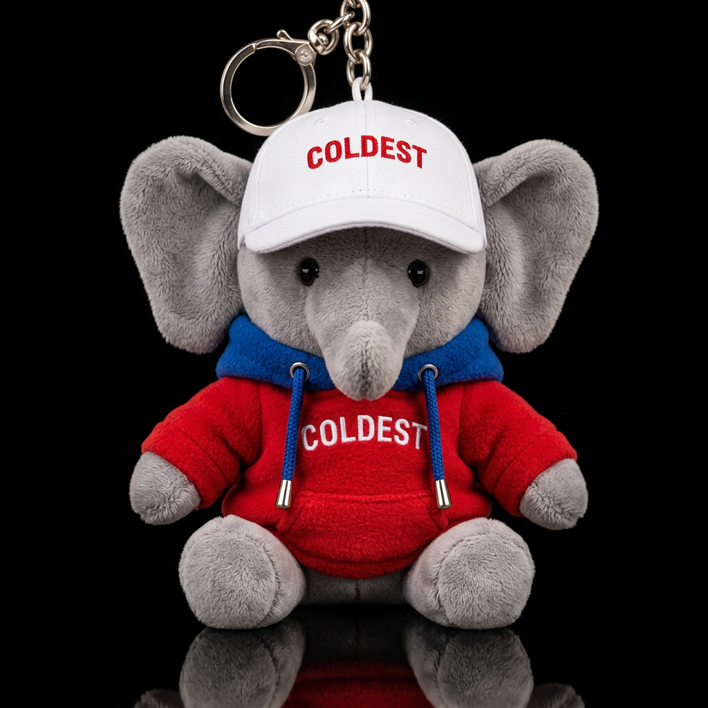grey elephant with red white and blue hoody  and  ... water bottle design
