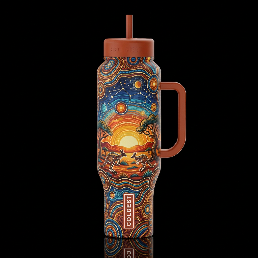 aboriginal Australian cosmic dreaming with trees k... water bottle design