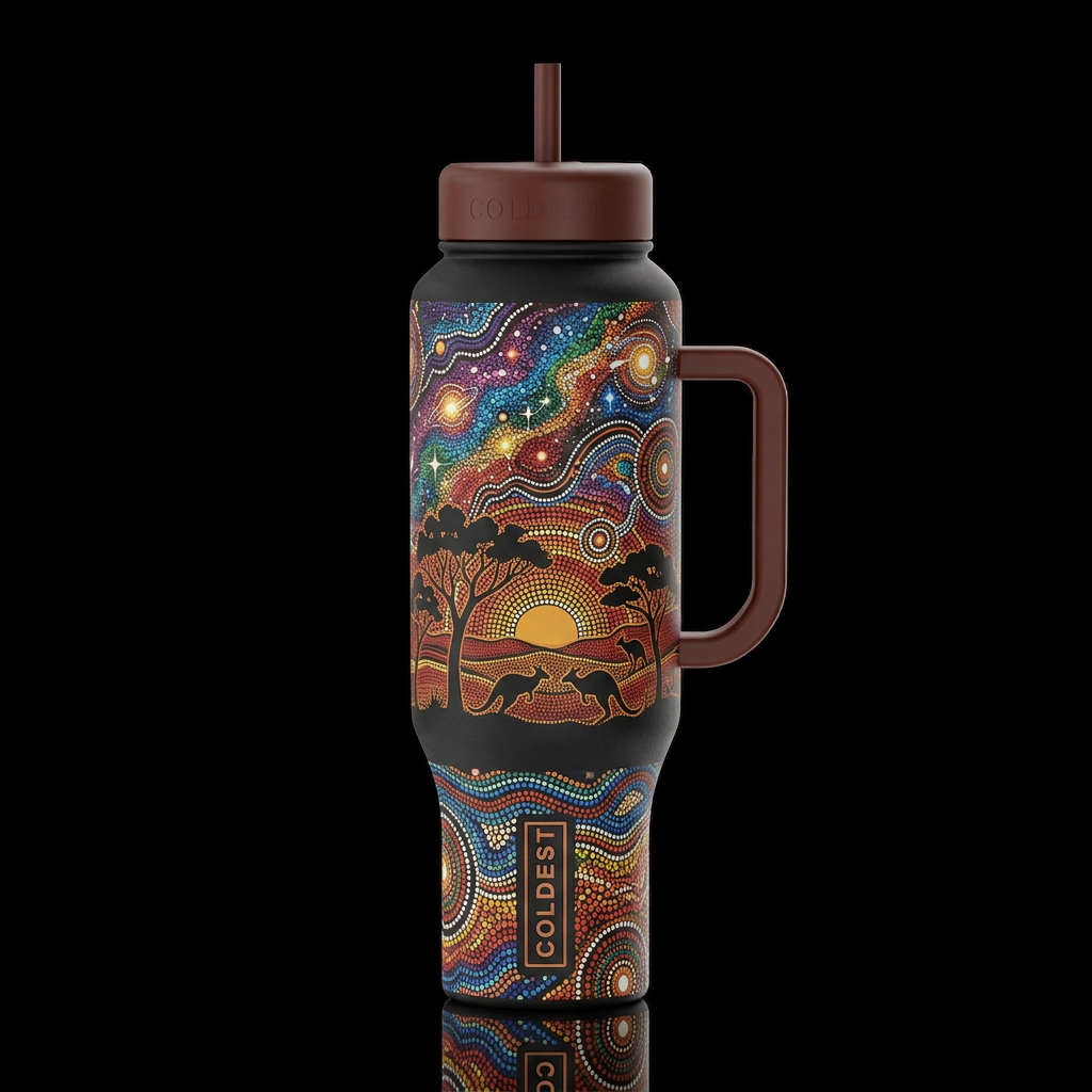 aboriginal Australian cosmic dreaming with trees k... water bottle design