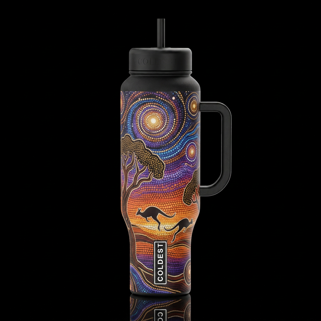 aboriginal Australian cosmic dreaming with trees k... water bottle design