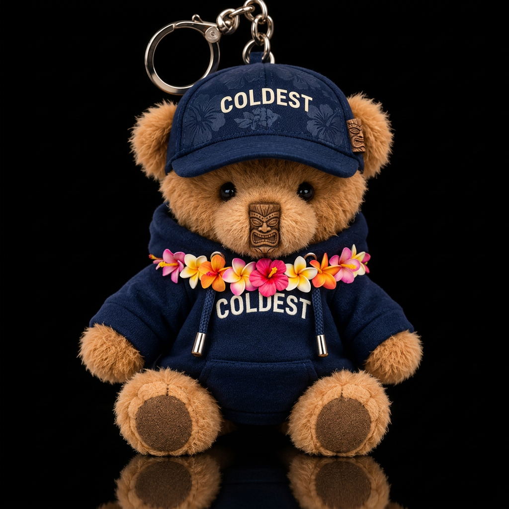 Tiki Hawaiian bear water bottle design