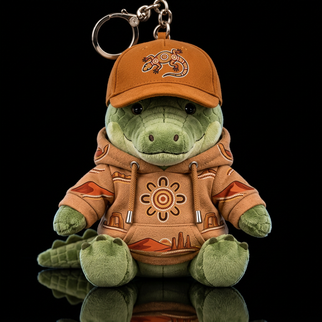 alligator aboriginal desert scene outfit earth ton... water bottle design