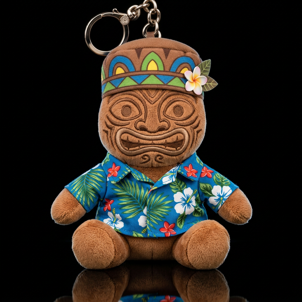 Tiki in a Hawaiian outfit and hat water bottle design