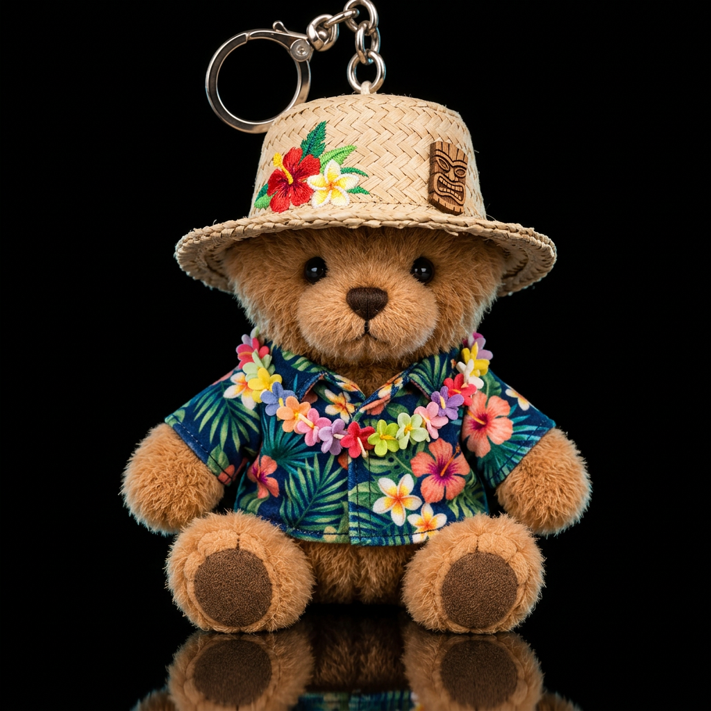 Tiki in a Hawaiian outfit and hat water bottle design