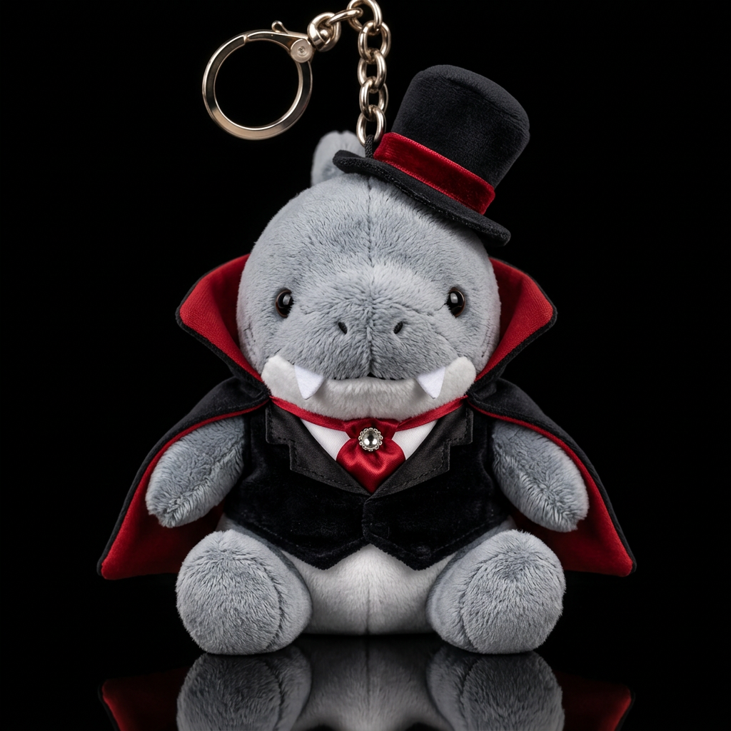 grey shark with vampire outfit and hat water bottle design