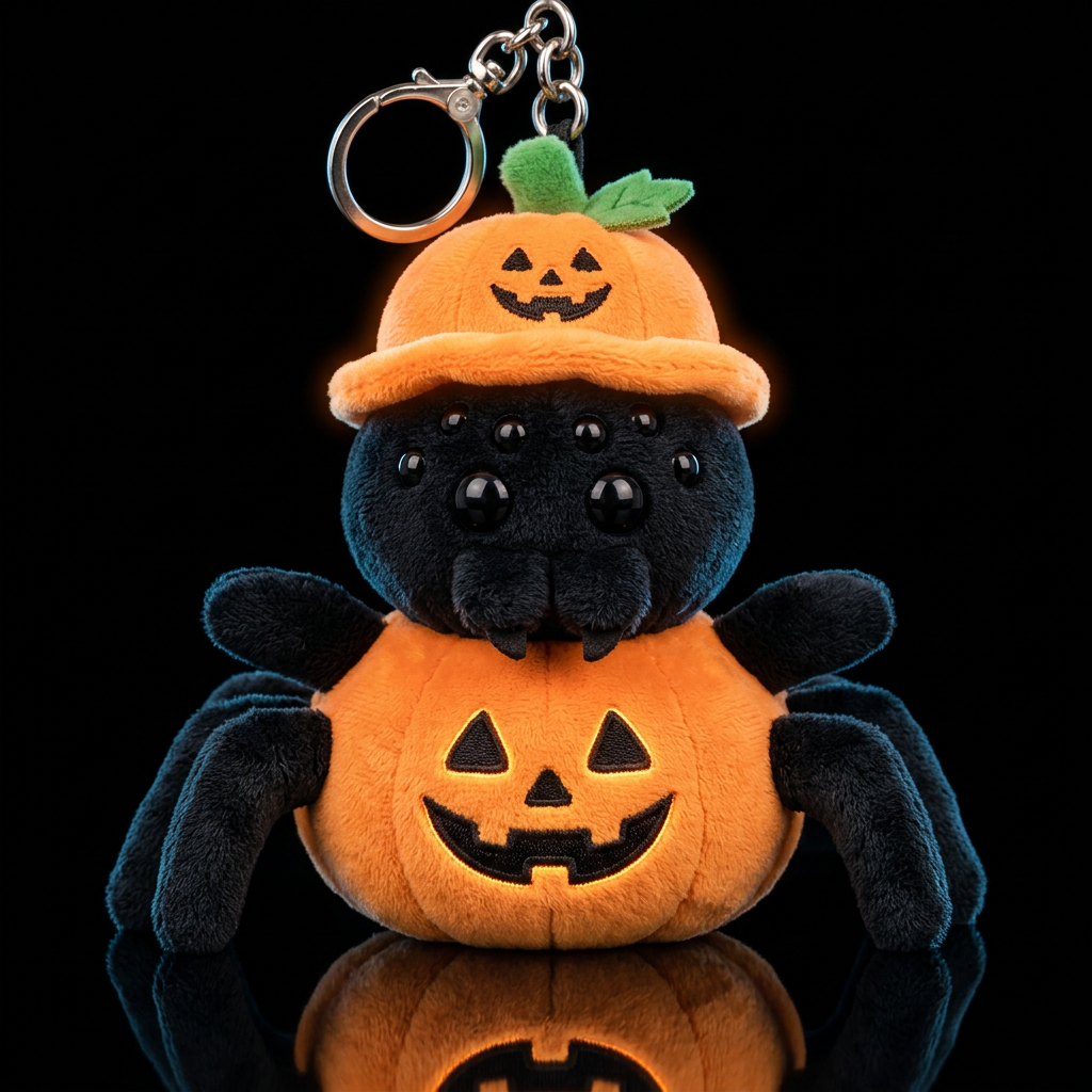 black Tarantula spider in a glowie pumpkin outfit ... water bottle design