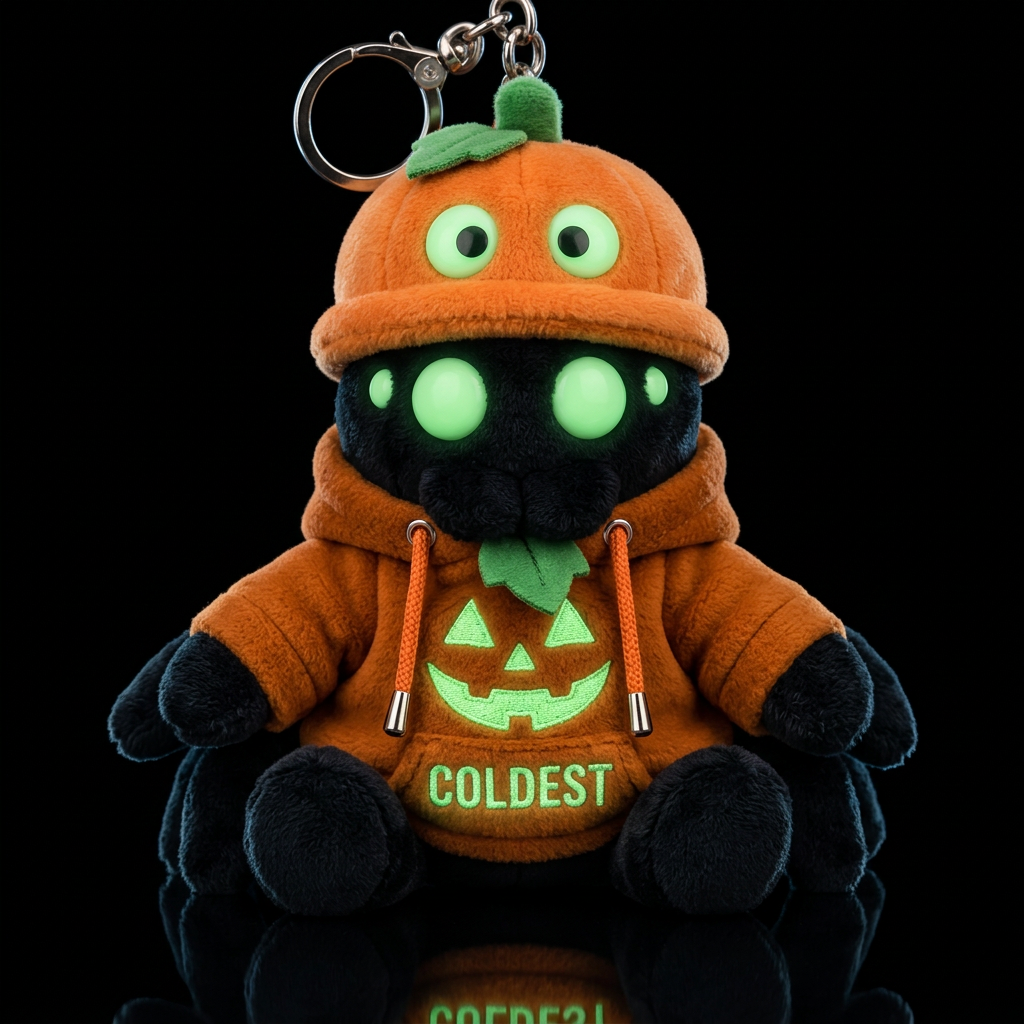 black Tarantula spider in a glowie pumpkin outfit ... water bottle design