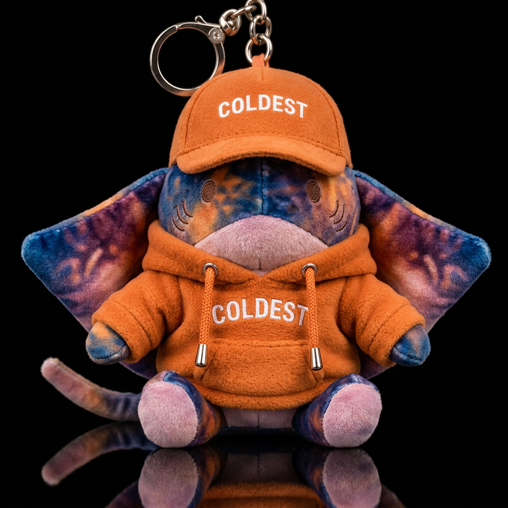 blue orange purple pink sting ray in a orange outf... water bottle design
