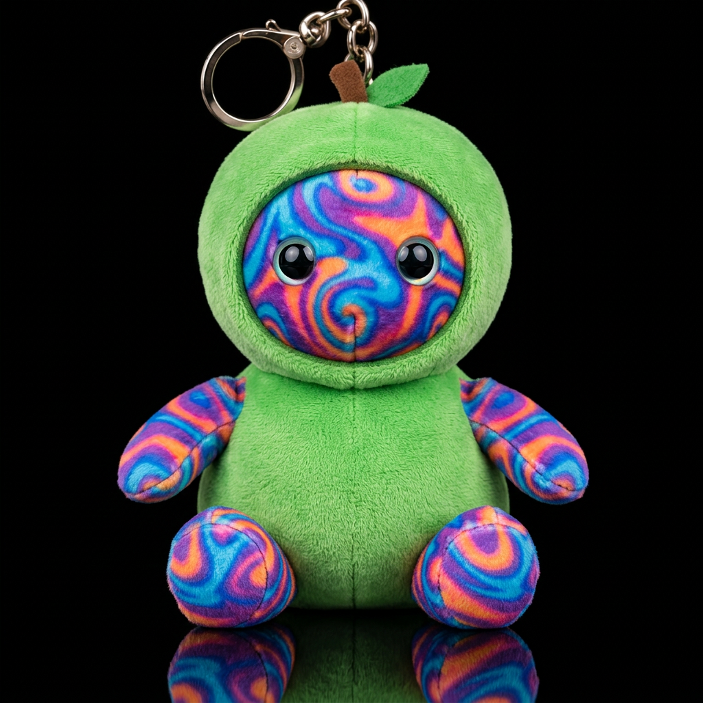 psychedelic caterpillar, neon blue purple orange p... water bottle design