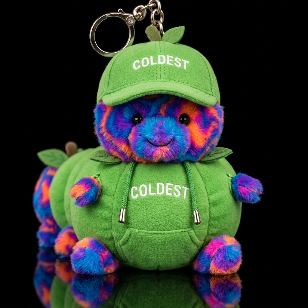 psychedelic caterpillar, neon blue purple orange p... water bottle design