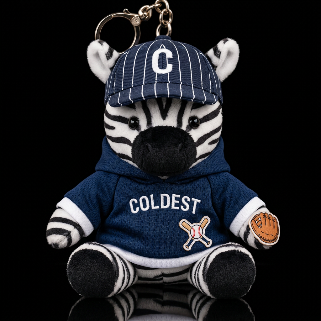 Zebra with a baseball costume and hat water bottle design