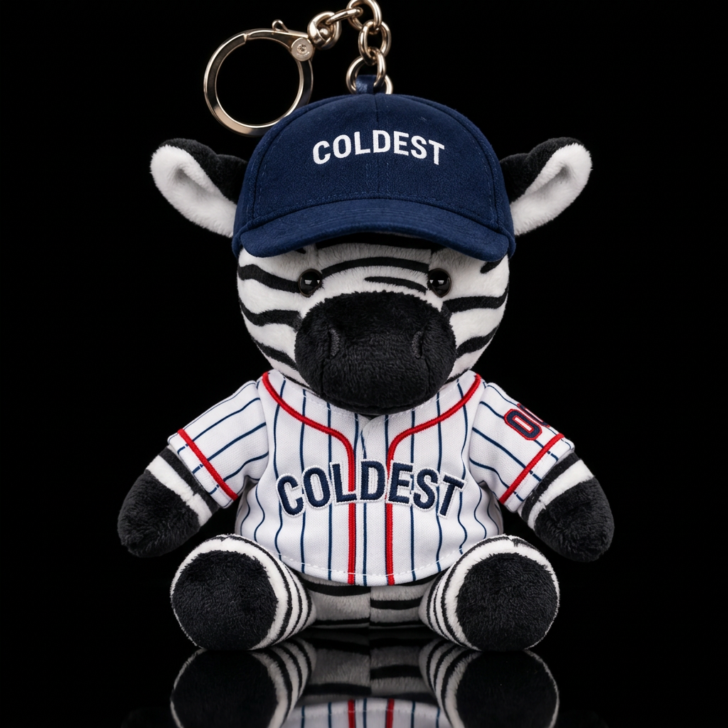 Zebra with a baseball costume and hat water bottle design