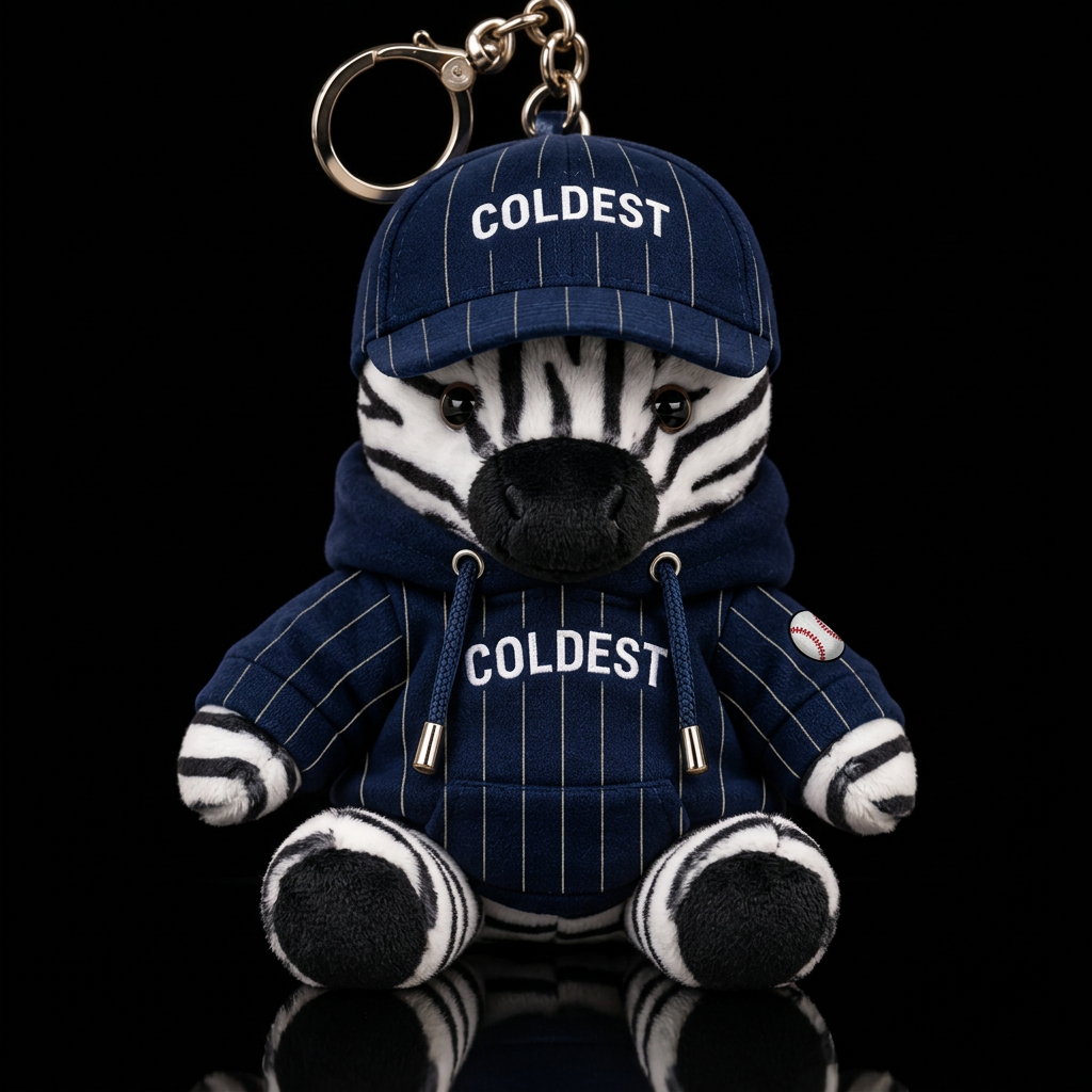 Zebra with a baseball costume and hat water bottle design
