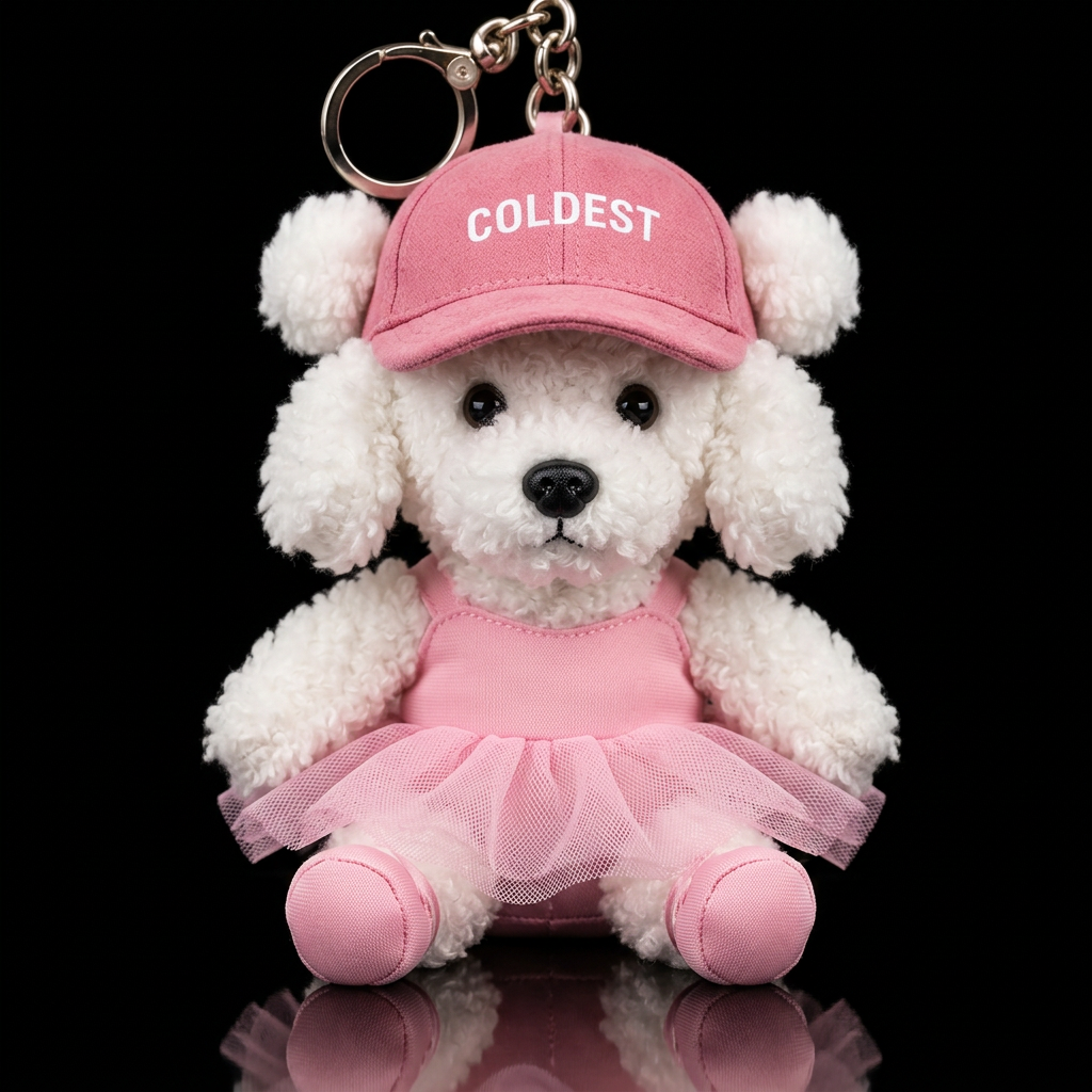 White French poodle dog with a pink ballerina cost... water bottle design