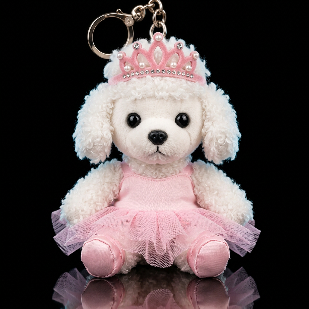 White French poodle dog with a pink ballerina cost... water bottle design