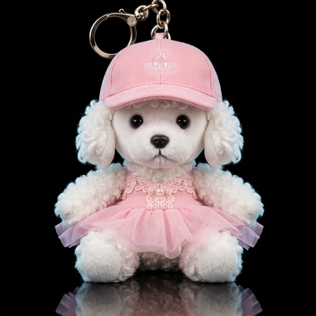 White French poodle dog with a pink ballerina cost... water bottle design