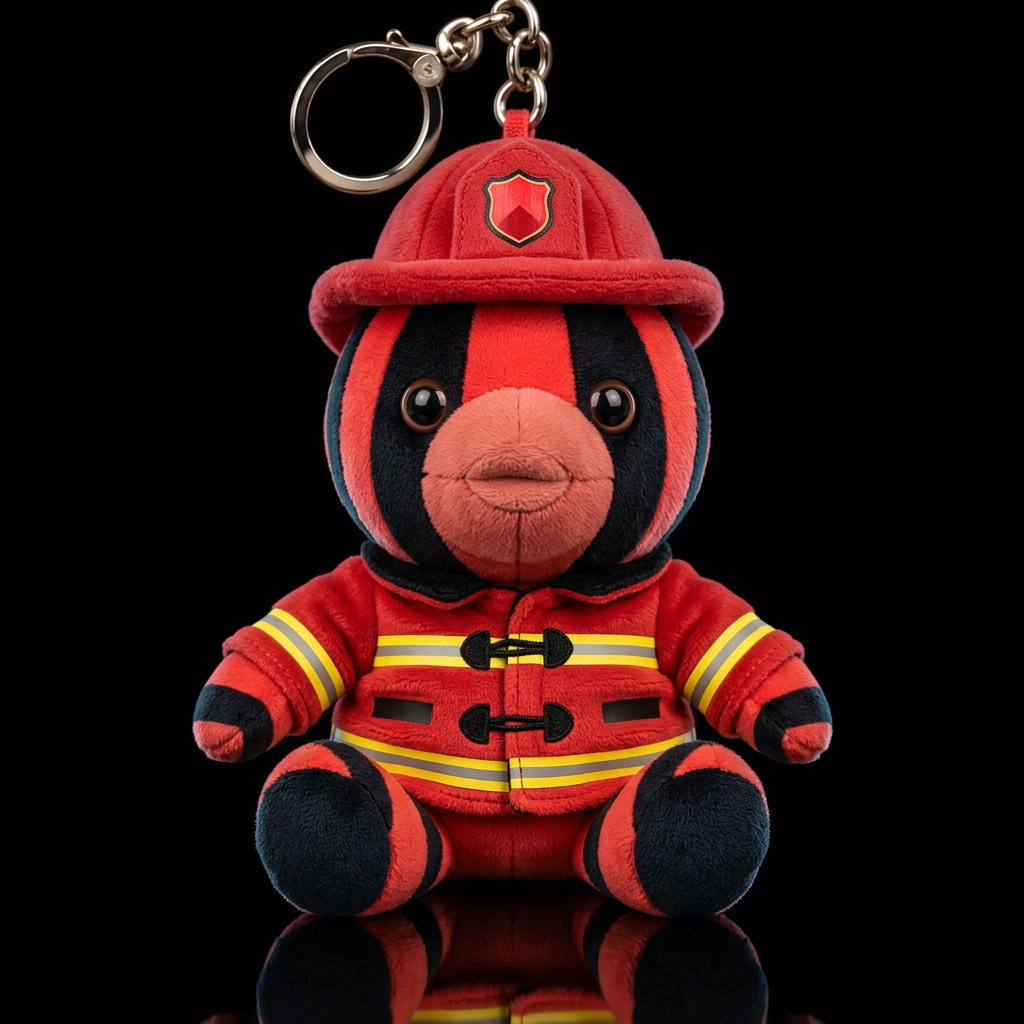 black and red striped angle fish with a fireman co... water bottle design