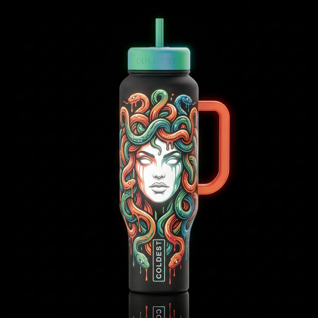 Medusa Greek Mythology abstract drippy snake hair ... water bottle design