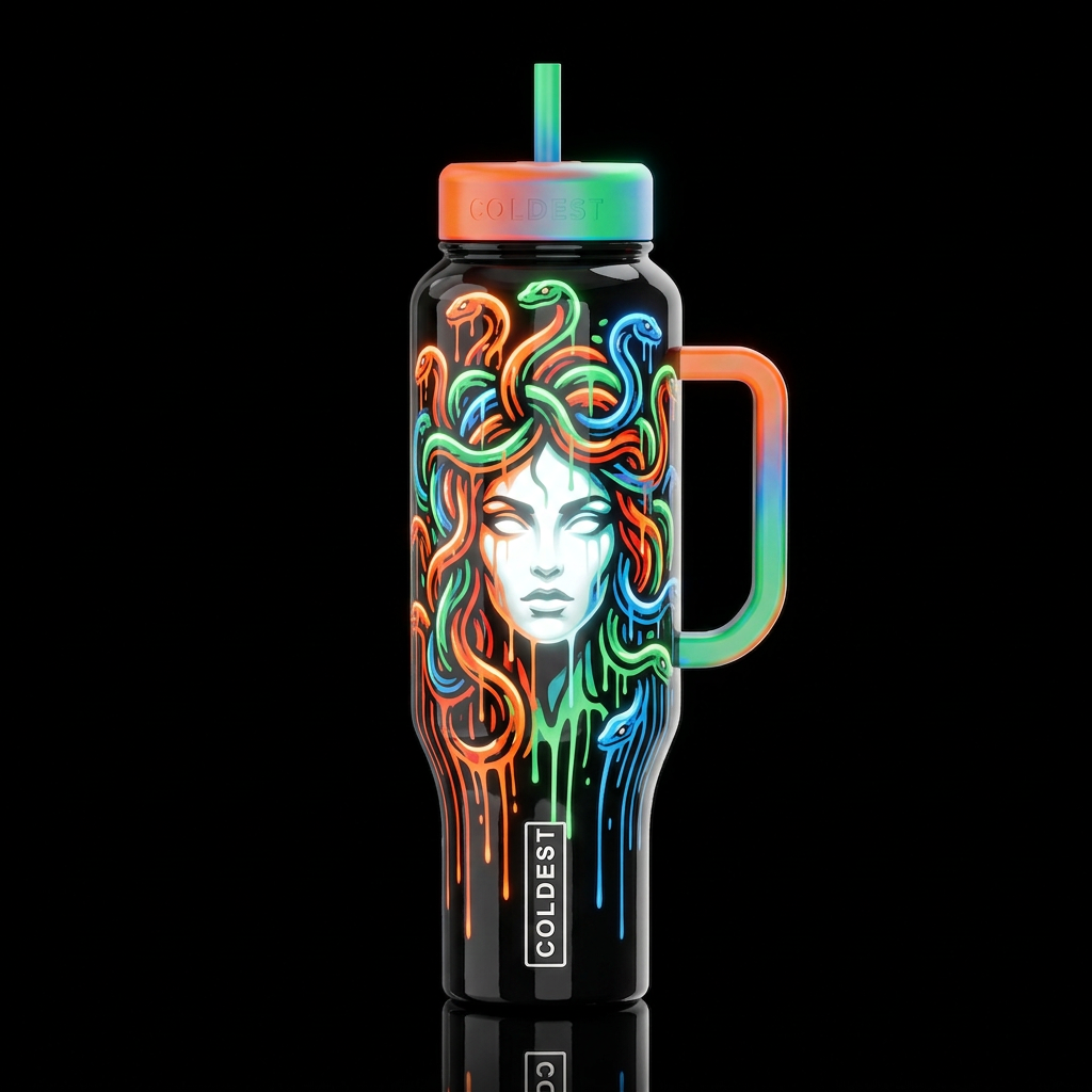 Medusa Greek Mythology abstract drippy snake hair ... water bottle design