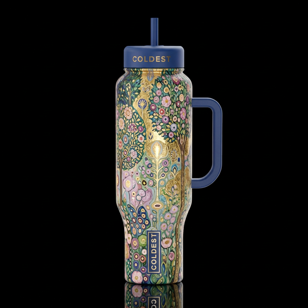 Gustav Klimt inspired garden landscape with Maxima... water bottle design