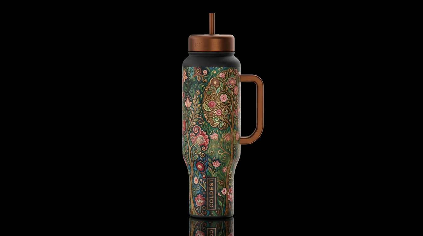 Gustav Klimt inspired garden landscape with Maxima... water bottle design
