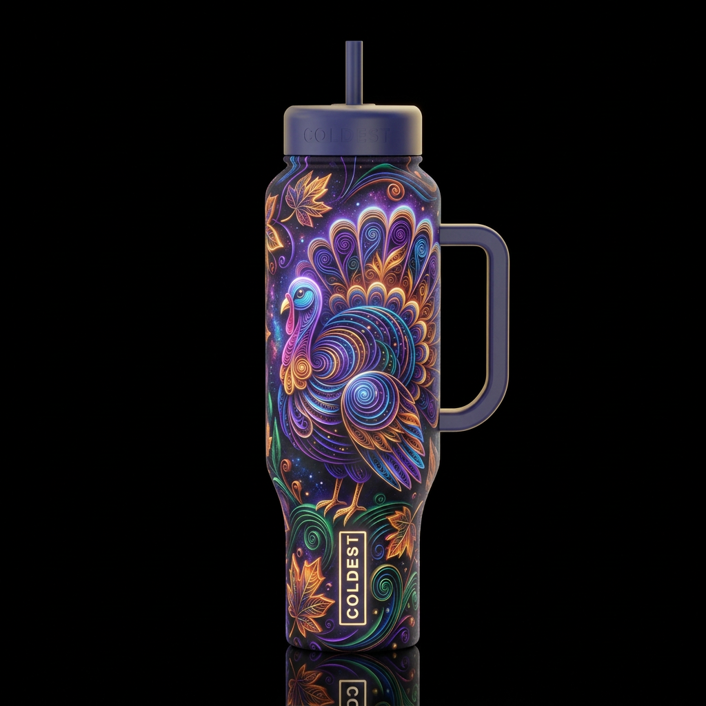 Quilled abstract modern contemporary, whimsical gl... water bottle design