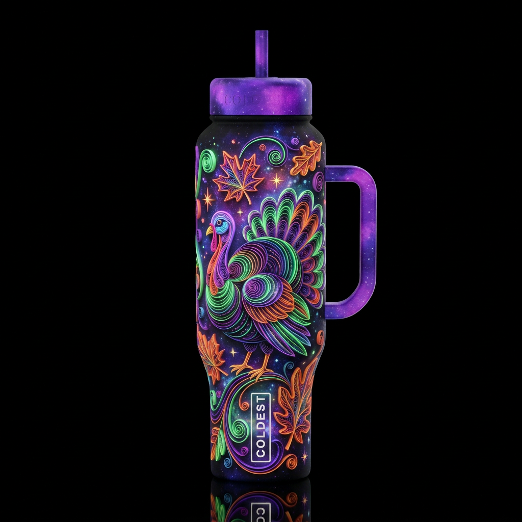 Quilled abstract modern contemporary, whimsical gl... water bottle design