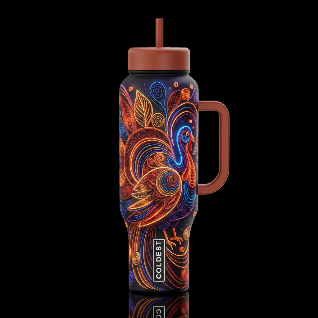 Quilled abstract modern contemporary, whimsical gl... water bottle design