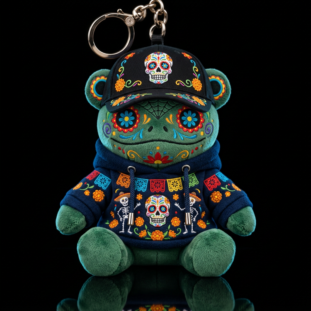 frog with the day of the dead costume and hat water bottle design