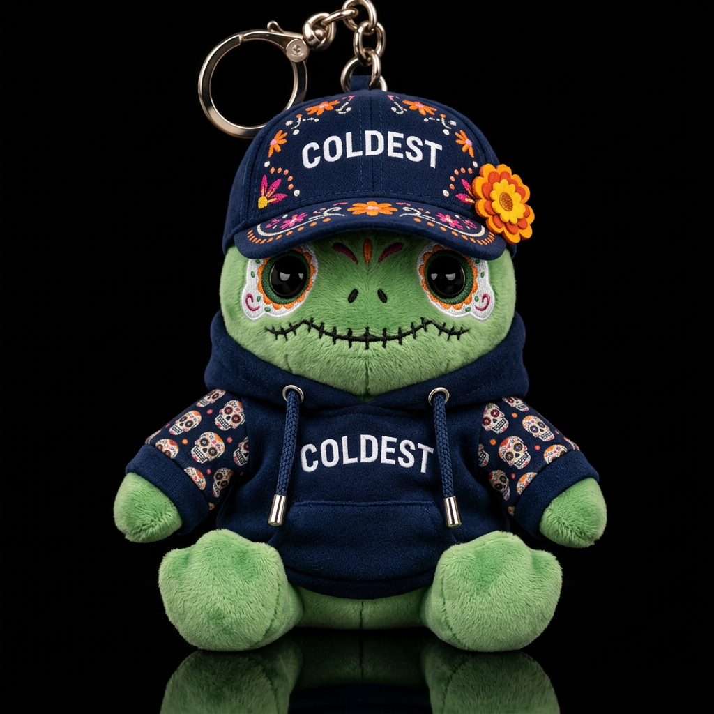 frog with the day of the dead costume and hat water bottle design