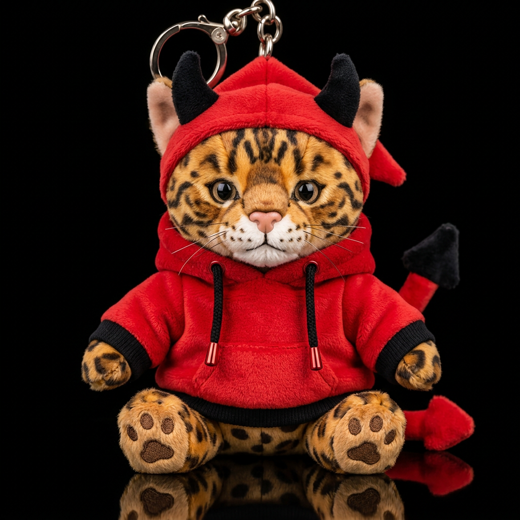 Bengal cat with a devil costume and hat water bottle design