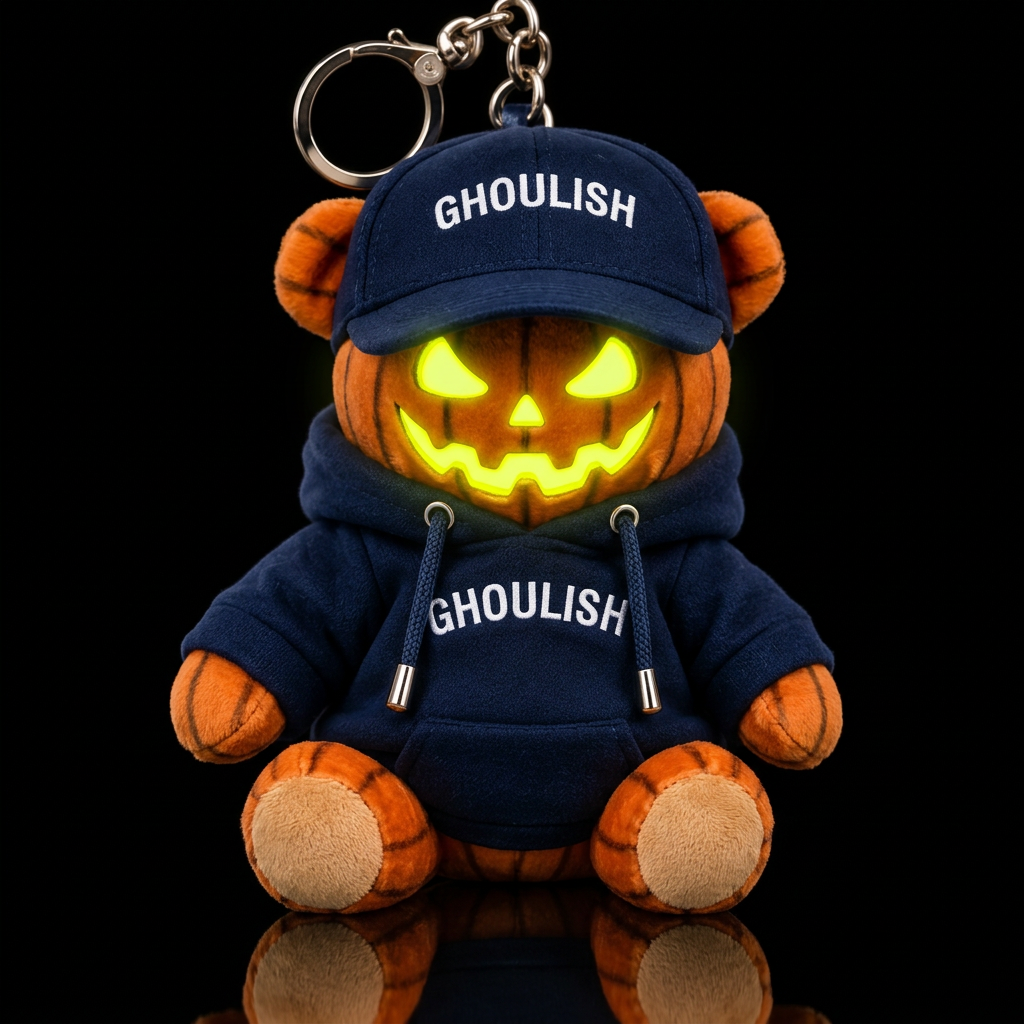 Halloween jack o lantern with glowie neon yellow e... water bottle design