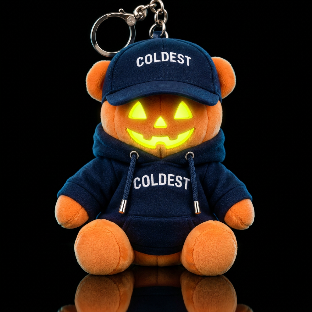 Halloween jack o lantern with glowie neon yellow e... water bottle design