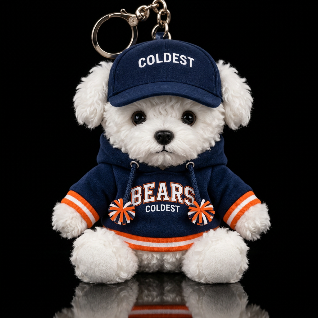white Maltese dog Chicago bears cheerleader outfit water bottle design